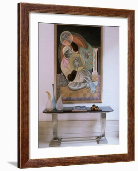 Painting by Satish Gujral in Contemporary Home of Wealthy Owner from India's Merchant Class, India-John Henry Claude Wilson-Framed Photographic Print