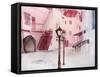 Painting City Street Romantic Light in Pink.-Iriana Shiyan-Framed Stretched Canvas