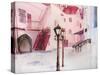 Painting City Street Romantic Light in Pink.-Iriana Shiyan-Stretched Canvas