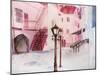 Painting City Street Romantic Light in Pink.-Iriana Shiyan-Mounted Art Print