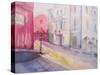 Painting City Street Romantic Light.-Iriana Shiyan-Stretched Canvas