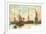 Painting, Cunard Line Ship Passing Statue of Liberty, New York City-null-Framed Premium Giclee Print