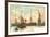 Painting, Cunard Line Ship Passing Statue of Liberty, New York City-null-Framed Premium Giclee Print