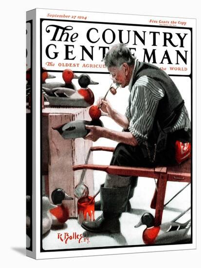 "Painting Decoys," Country Gentleman Cover, September 27, 1924-R. Bolles-Stretched Canvas