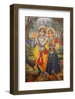 Painting depicting Hindu god Krishna with Radha, Vrindavan, Uttar Pradesh, India-Godong-Framed Photographic Print