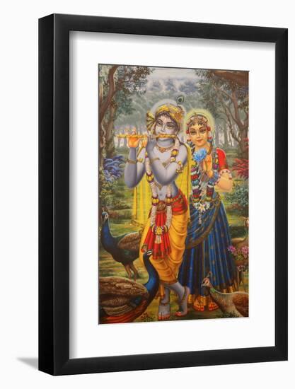 Painting depicting Hindu god Krishna with Radha, Vrindavan, Uttar Pradesh, India-Godong-Framed Photographic Print