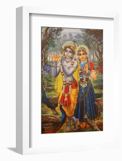 Painting depicting Hindu god Krishna with Radha, Vrindavan, Uttar Pradesh, India-Godong-Framed Photographic Print