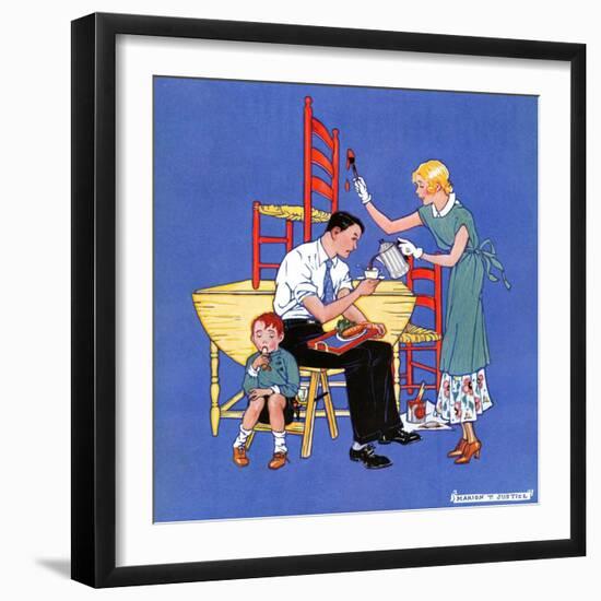 "Painting Dining Room Furniture,"March 1, 1933-Martin Justice-Framed Giclee Print