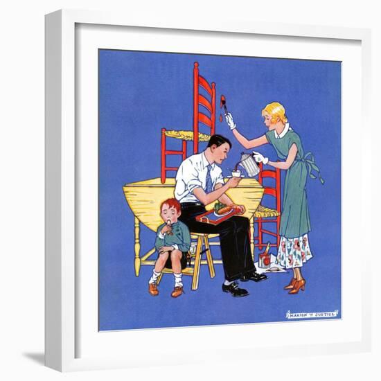 "Painting Dining Room Furniture,"March 1, 1933-Martin Justice-Framed Giclee Print