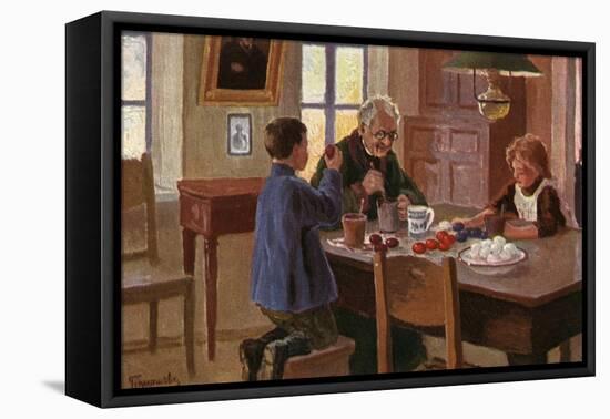 Painting Easter Eggs-M Germaschev-Framed Stretched Canvas