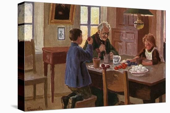 Painting Easter Eggs-M Germaschev-Stretched Canvas