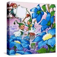 Painting Flowers-English School-Stretched Canvas