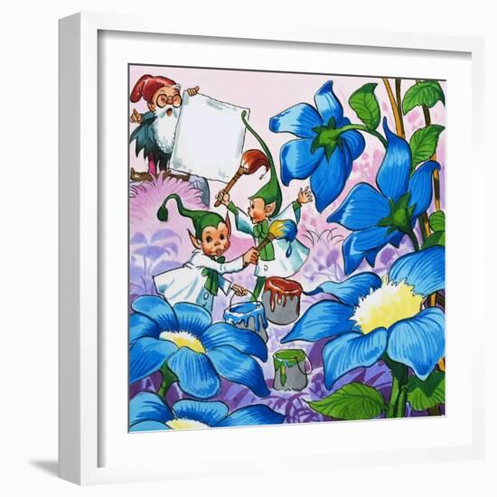 Painting Flowers-English School-Framed Giclee Print