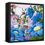 Painting Flowers-English School-Framed Stretched Canvas