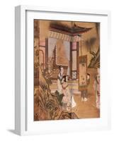 Painting, from Elegant Pastimes, Japanese screen, Edo period, early 18th century-Kano Tansetsu-Framed Giclee Print