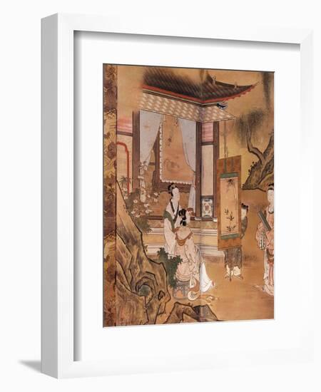 Painting, from Elegant Pastimes, Japanese screen, Edo period, early 18th century-Kano Tansetsu-Framed Giclee Print