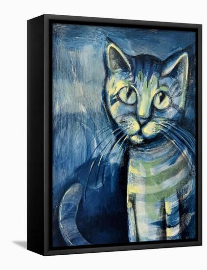 Painting Illustration of Blue Kitten-Igor Zakowski-Framed Stretched Canvas