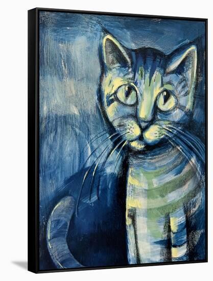 Painting Illustration of Blue Kitten-Igor Zakowski-Framed Stretched Canvas