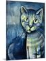 Painting Illustration of Blue Kitten-Igor Zakowski-Mounted Art Print