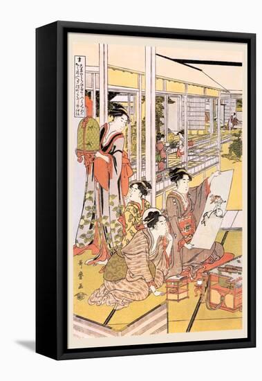 Painting in the House-Kitagawa Utamaro-Framed Stretched Canvas