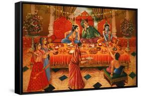 Painting in the London ISKCON Hindu temple of Krishna-Godong-Framed Stretched Canvas