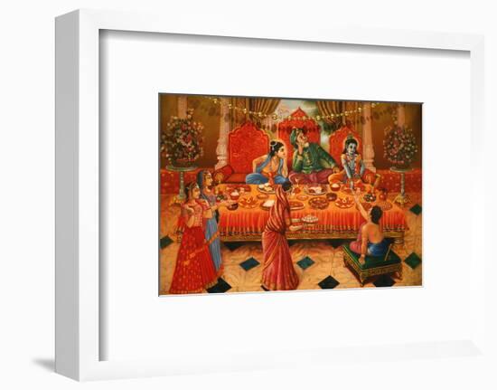Painting in the London ISKCON Hindu temple of Krishna-Godong-Framed Photographic Print