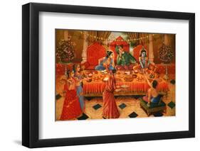 Painting in the London ISKCON Hindu temple of Krishna-Godong-Framed Photographic Print