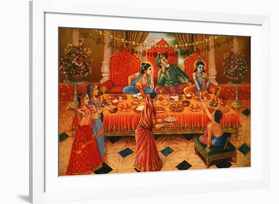 Painting in the London ISKCON Hindu temple of Krishna-Godong-Framed Photographic Print