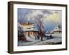 Painting, Landscape of Old Winter Village-Yarikart-Framed Art Print