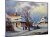 Painting, Landscape of Old Winter Village-Yarikart-Mounted Art Print