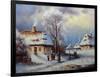 Painting, Landscape of Old Winter Village-Yarikart-Framed Art Print