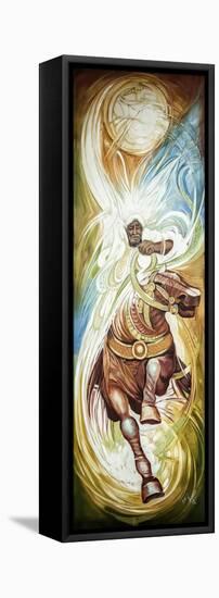 Painting of a Horse Rider by an Ethiopian Artist-Gabrielle and Michel Therin-Weise-Framed Stretched Canvas