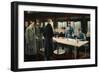 Painting of Allied nation delegates awaiting the German delegation aboard a train.-Vernon Lewis Gallery-Framed Art Print