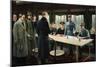 Painting of Allied nation delegates awaiting the German delegation aboard a train.-Vernon Lewis Gallery-Mounted Art Print