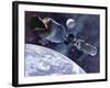 Painting of Apollo-Soyuz Test Project, Docking of US's Apollo Capsule and USSR's Soyuz Spacecraft-null-Framed Photo