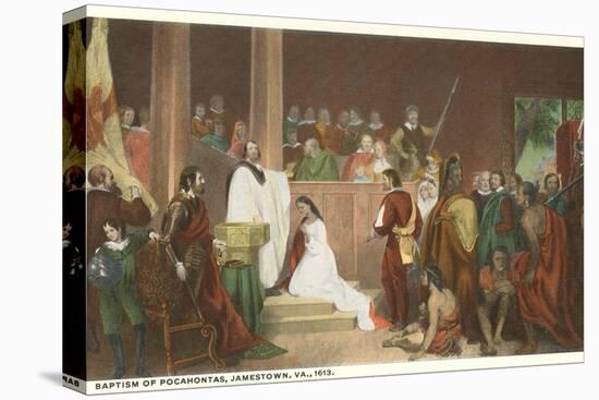 Painting of Baptism of Pocahontas, Jamestown, Virginia-null-Stretched Canvas