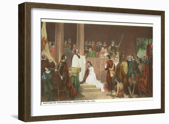 Painting of Baptism of Pocahontas, Jamestown, Virginia-null-Framed Art Print