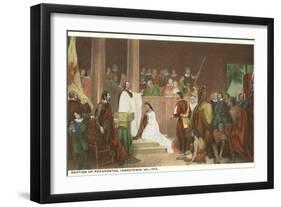 Painting of Baptism of Pocahontas, Jamestown, Virginia-null-Framed Art Print