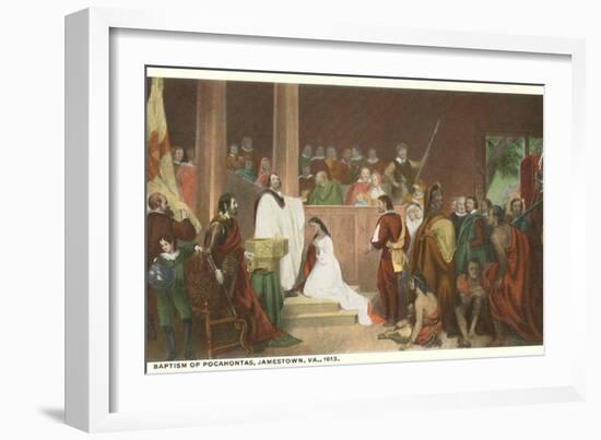 Painting of Baptism of Pocahontas, Jamestown, Virginia-null-Framed Art Print