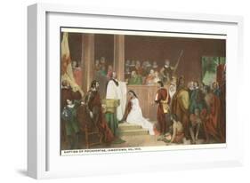 Painting of Baptism of Pocahontas, Jamestown, Virginia-null-Framed Art Print