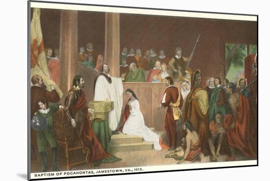 Painting of Baptism of Pocahontas, Jamestown, Virginia-null-Mounted Art Print