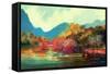 Painting of Beautiful Autumn Forest,Illustration-Tithi Luadthong-Framed Stretched Canvas