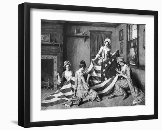 Painting of Betsy Ross with American Flag-Philip Gendreau-Framed Photographic Print