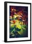 Painting of Blooming Wildflowers in Dark Background-Tithi Luadthong-Framed Art Print