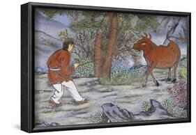 Painting of catching the Ox, from the ten Ox Herding Pictures of Zen Buddhism-Godong-Framed Photographic Print