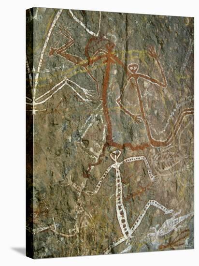 Painting of Dancing Figures at Nourlangie Rock, Australia-Robert Francis-Stretched Canvas