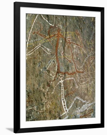 Painting of Dancing Figures at Nourlangie Rock, Australia-Robert Francis-Framed Photographic Print