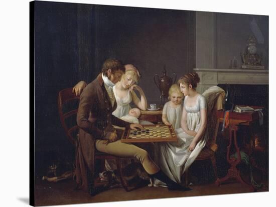 Painting of Family Game of Checkers, Ca 1803-Louis Leopold Boilly-Stretched Canvas