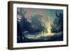 Painting of Fantasy Landscape with Mysterious Trees,Illustration-Tithi Luadthong-Framed Art Print