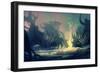 Painting of Fantasy Landscape with Mysterious Trees,Illustration-Tithi Luadthong-Framed Art Print